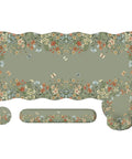 Large Desk Mat With Wrist Rest For Home Office And Gaming, Non Slip Floral Mouse Pad With Scalloped Edges, Ergonomic Keyboard Wrist Support, Girly Green Cottagecore Style For Women, Cozy And Durable Desk Pad