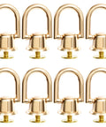 Premium Heavy Duty D Rings And Screws For Purses shiny gold metal rivets set of 8, 0.8X0.3in, durable strap hardware.