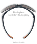 Crazy Light Safety Glasses With Floating Lens Metallic Black Frame And Gray Lens Uvextreme Anti Fog Coating top view
