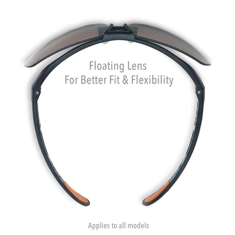 Crazy Light Safety Glasses With Floating Lens Metallic Black Frame And Gray Lens Uvextreme Anti Fog Coating top view