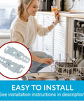Undercounter Dishwasher Bracket Replacement Kit displayed with easy install text, showing heavy duty galvanized steel anchor clips.