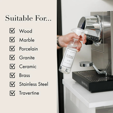 Go-To All Purpose Surface Cleaner No 247 Scent That Kicks Dirt On Granite Marble Porcelain And Wood with checklist and coffee machine