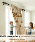 Adjustable Black Curtain Rod From 32 To 144 Inches Heavy Duty 1 Inch Curtain Rods for Windows, supporting heavy curtains securely