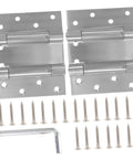 Angoily residential door spring hinge pair with two stainless hinges, screws, and Allen key.