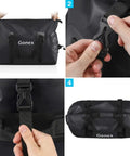Image of Extra Large Waterproof Duffel Bag 80L With Roll Top Closure And PVC Build, showing closure and strap details.
