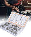 70 Piece Hex Flange Bolt Kit Stainless Steel 304 Fasteners Set open box with mechanic in the background