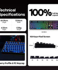 Technical specifications of Full Size Wireless Gaming Keyboard With Massive 10000 Mah Battery And Smart Dot Matrix Display Rgb Backlit Mechanical Keys For Mac Pc Android.