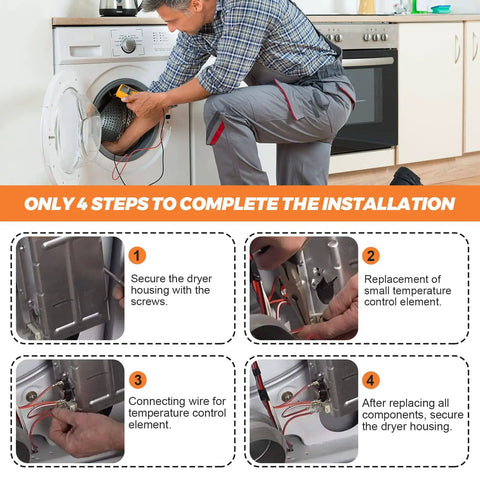Four-step guide to installing Hot Shot Dryer Heating Element Replacement 279838 For Whirlpool Centennial Kenmore 110 WED4815EW1.