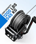 Heavy Duty Boat Trailer Winch 1200 Lbs With 26 Ft Steel Rope Two Way Ratchet 4 To 1 Gear Marine Grade Hand Winch for trailers