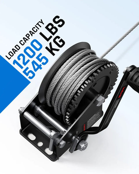 Heavy Duty Boat Trailer Winch 1200 Lbs With 26 Ft Steel Rope Two Way Ratchet 4 To 1 Gear Marine Grade Hand Winch for trailers