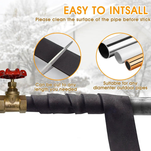 3 Inch By 13Ft Pipe Insulation Tape 2 Pack Weather Resistant Foam Pipe Wrap for Outdoor Pipes installation example