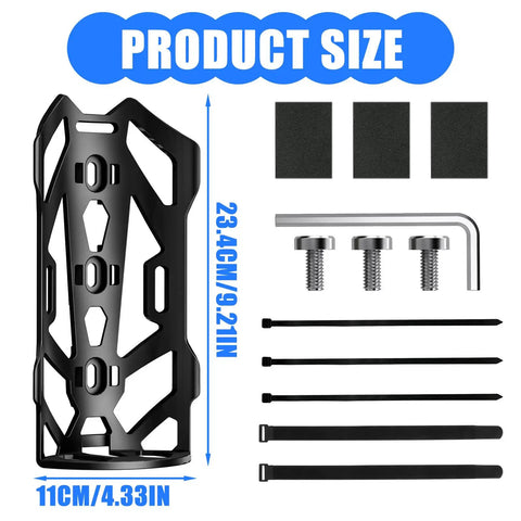 Front Fork Mounted Water Bottle Cage And Cargo Rack For Bikes - Durable Bike Front Rack With Fixing Strap, product size details