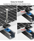 10 Pack Solar Panel Mid Clamps For Unistrut Aluminum Mounting Brackets 30mm And 35mm Fits Metal Tin Flat Sheet Roofs Black Easy Install DIY Friendly For Quick Solar Array Setup showing installation on Unistrut rails
