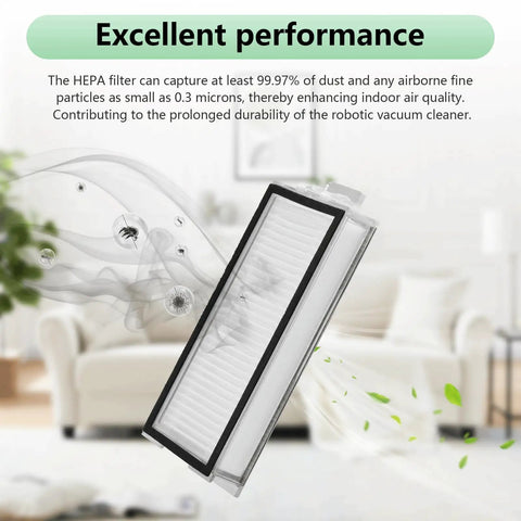 4 Pack Washable True HEPA Filters For Roborock Q5 Pro Plus Q7 Max Q8 Max And Plus Series Robotic Vacuums Replacement Parts With Easy Clean High Efficiency Filtration, angled view