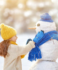 Child building snowman wearing Kids Ski Gloves Cool Warm Winter Thermal Fleece Snow Gear For Skiing And Snowboarding Water Repellent