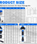 Industrial Quick Connect Air Fittings Kit 78 Piece Set For One Eighth One Quarter Five Sixteenths Three Eighths And One Half Inch Hoses Includes Push Lock And Quick Release For Air Compressor Systems Built With Nickel Plated Brass And PBT For Your Shop.