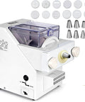 Automatic Cookie Press And Biscuit Maker, 180W Electric DIY Baking Tool with 8 nozzles, 6 cookie patterns, shown on white surface