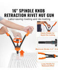 Super Cool 16 Inch Rivet Nut Tool Kit With Labor Saving Design, Featuring 13 Metric Sae Mandrels And A Bunch Of Rivet Nuts For Easy Auto Repair And Fastening Jobs Without Breaking A Sweat, 16-inch rivet nut gun
