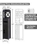 Slim Toilet Paper Storage Cabinet For Tiny Bathrooms, 29.9 Inch Tall, X-Frame Design, Black, Fits 6.3 by 6.7 Inch Slim Space
