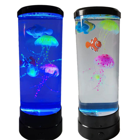 Jellyfish Lava Lamp 16 Color Changing USB LED Night Light Mood Lamp For Home Office Decor With Remote Control Ultra Quiet Ocean Vibe Desk Accent For Chill Ambiance shown with vibrant jellyfish display.