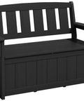 HDPE Outdoor Storage Bench With 57 Gallon Dual Use Seat And Organizer, All Weather Deck Box, UV Resistant, Black