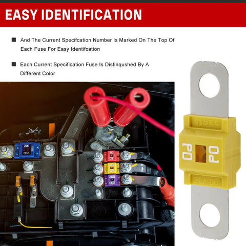 Heavy Duty Midi Fuses 60 Amp Copper Plated Auto Fuse Kit Universal Drop In Battery Protector with easy identification features.