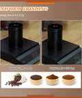 Variable Speed Single Dose Conical Burr Coffee Grinder With Stepless Adjustments shows ground coffee weight comparison.