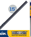 Heavy Duty Flat Windshield Wiper Blade 15 Inch Replacement For Class 6 To 8 Trucks And Rvs With Saddle Arm Commercial Metal Frame Built Like A Tank Takes On Rain No Sweat, displayed with packaging.