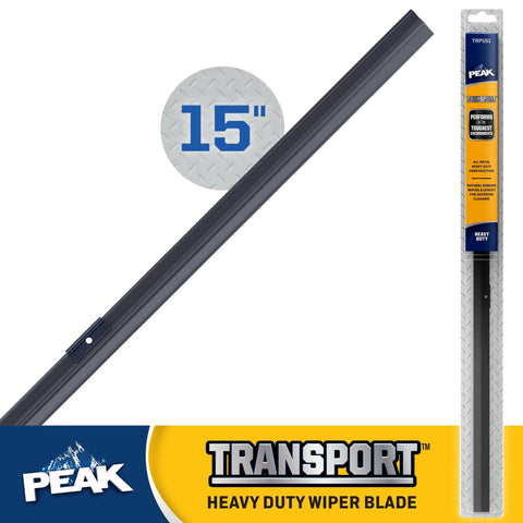 Heavy Duty Flat Windshield Wiper Blade 15 Inch Replacement For Class 6 To 8 Trucks And Rvs With Saddle Arm Commercial Metal Frame Built Like A Tank Takes On Rain No Sweat, displayed with packaging.