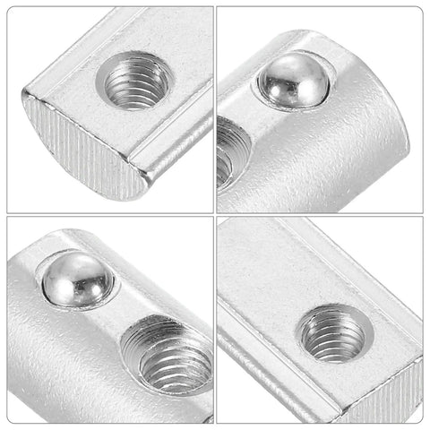 M6 Roll In T Nut For Aluminum Extrusion 4545 Series With 10mm Groove Depth Spring Ball Lock Nut Heavy Duty Carbon Steel, close-up