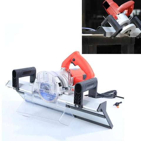 Heavy Duty Electric Tile Bevel Cutter With A Kickass 1200 Watt Motor Spinning 13000 Rpm for clean 43 degree chamfers on ceramic or porcelain.