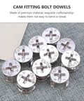 Cam Lock Fasteners Connector Set Including 32 Plastic Dowels, 24 Cam Bolts, And 24 Nuts For Cabinet And Wardrobe Assembly