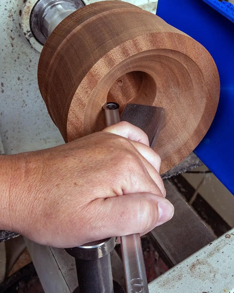 Pro Grade Woodturning Tool Rest Platform With Post And Collar For Scrapers And Turning Tools, Hollowing Ready, Beefy Stainless Steel Platform, 5 7 Or 9 Inch Lengths, 1 Inch Post, 7 Inch Wide Rest, USA Made used on a lathe with a wood bowl
