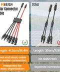 Comparison between Solar Panel Y Branch Connectors Kit for Parallel Wiring with 6mm² main cables and other connectors.