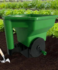 Handheld Lawn Spreader With Precise Control And Anti Clog Hopper For Even Seed And Fertilizer Distribution On Lawns Salt And Ice Melt No Mess Clump Free Spread Every Time, green manual spreader in garden