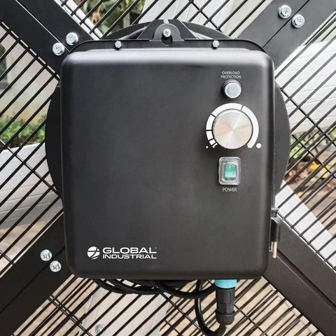 Control unit of Six Foot Heavy Duty Mobile Industrial Barrel Fan Pumping Forty Thousand CFM Of Big Air Punch For warehouses.