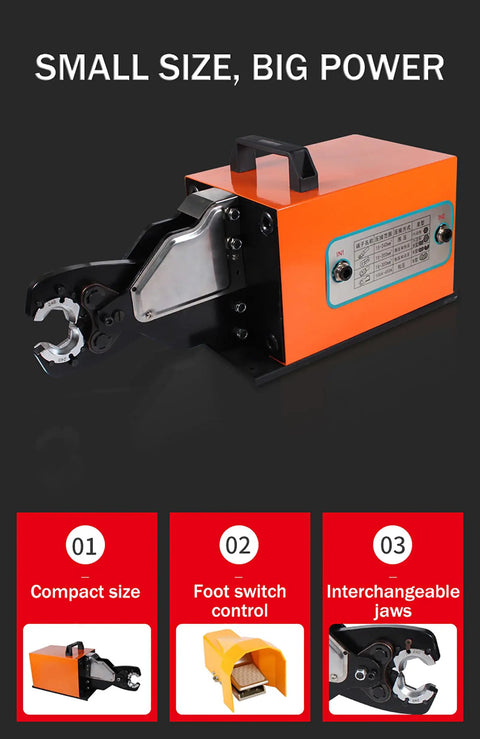 Premium Trade Grade Pneumatic Wire Crimping Tool With Blazing Fast Air Powered Cable Crimper showcasing compact design and foot switch control.