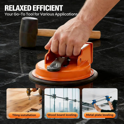 Heavy Duty Floor Gap Fixer Tool For DIYers Plank Grabber With Suction Cup, shown in close-up on black surface.