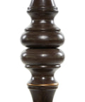 Close-up of polystone floor lamps set with brown finish, showcasing traditional trapezoid silhouette, solid polystone construction.