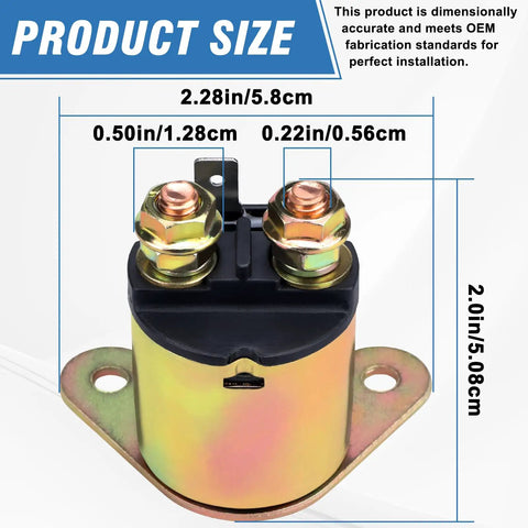 Heavy Duty Starter Solenoid Relay dimensions for Predator 420cc and Honda GX Series Engines with copper coil and silver contacts
