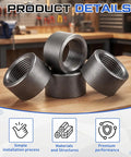 4 Pack One Half Inch Pipe Couplings Straight Female Threaded Steel NPSL Tapped Fittings With Black Coating For Industrial Piping Projects And Maintenance Pro Grade Replacement Parts And Fabrication, 4 black-coated 1/2 inch steel couplings