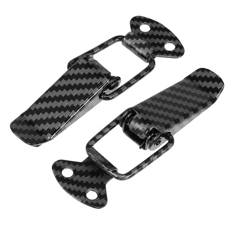 Universal Car Bumper Security Hook Lock Clips Kit Quick Release Hook Clips for Trunk and Bumpers Fenders Carbon Fiber Pattern 80x28mm 2pcs