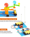 Hands On Five Model STEM Science Kit For Kids Ages 6 7 8 9 10 11 12 Featuring Telegraph Newtons Cradle Sun Earth Moon Orbit Model And More Educational Engineering Toys For Boys And Girls showcasing orbital model and telegraph model.
