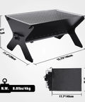 Portable Campfire Grill For Outdoors Large Folding Stainless Steel Fire Pit with Grill and Carry Bag heavy duty charcoal BBQ.