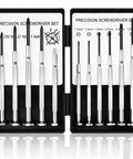 Compact 11 Piece Precision Screwdriver Set For Watch, Eyeglasses, And Electronics Repair in open carry box