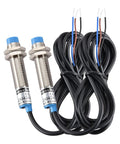 Two-pack of M12 Inductive Proximity Sensor Switch LJ12A3 4 Z AX with 4mm detect distance and 120cm cable.