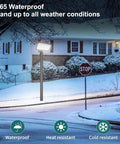 Beefy 200W LED Flood Light With Dusk to Dawn Photocell illuminating a snowy street, showcasing IP65 waterproof capability.