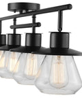 4 Light Track Lighting Kit in Dark Bronze with Clear Glass Bell Shades, Ceiling Light Fixture for Kitchen and Dining Room