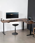 Electric Triple Motor Height Adjustable Corner Desk Frame For L Shaped Setup With 3 Legs Sit Stand Ergonomic Frame Up To 300 Lbs Black Frame Only DESK V130EB supporting L-shaped desk setup