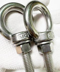 Two Pack M12 304 Stainless Steel Shoulder Eyebolts with Nuts and Flat Washers, Rust Resistant for Hoisting and Rigging